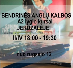 A2 BENDRINĖS ANGLŲ KALBOS KURSAI JERUZALĖJE NUO 09.12